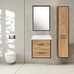 ASB-Mebel Мебель для ванной Монца 60 подвесная дуб золотой – фотография-9